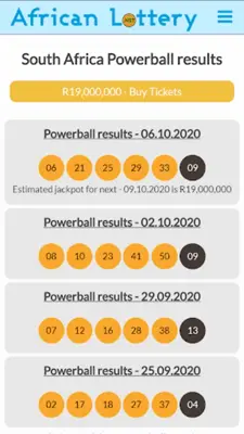 SA Lotto and Powerball results android App screenshot 4